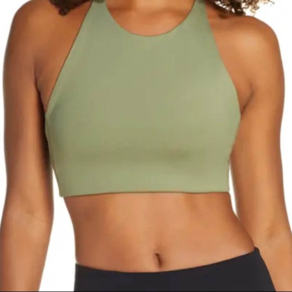 Girlfriend Collective Olive Topanga Halter Bra